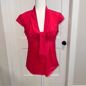Trina Turk Vibrant Red Tie-Front Blouse